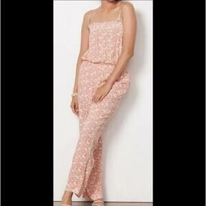 NWT Faherty Renata Jumpsuit Tank Square‎ Neck Smocked Small Floral Print Evereve